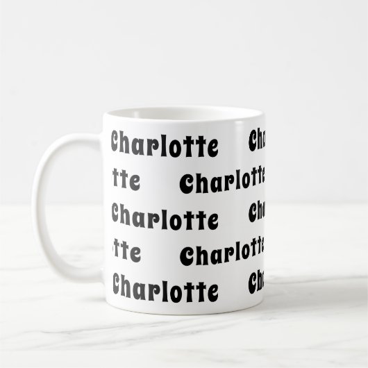 Mug Motif de nom blanc noir (Gauche)