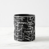 Mug motif de nom blanc noir avec monogramme (Centre)
