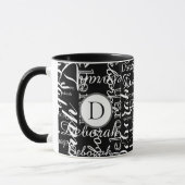 Mug motif de nom blanc noir avec monogramme (Gauche)