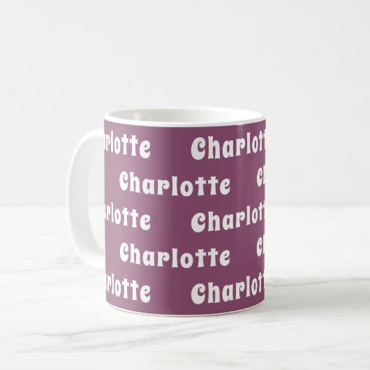 Mug Motif de nom blanc violet (Devant gauche)