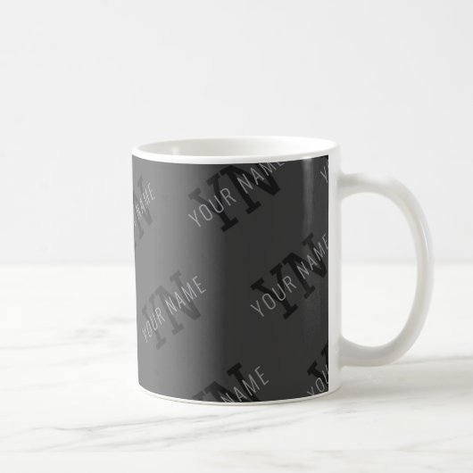 Mug Motif de nom et monogramme gris (Droite)