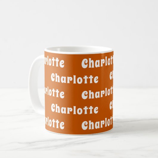Mug Motif de nom orange brûlé (Devant gauche)