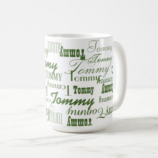 Mug Motif de nom vert répété (Devant droit)