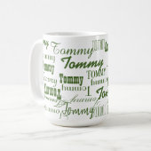 Mug Motif de nom vert répété (Devant gauche)