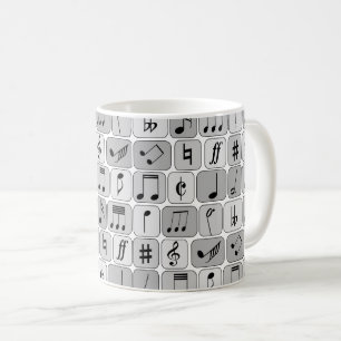 Mug Motif de notes de musique géométrique monochrome é