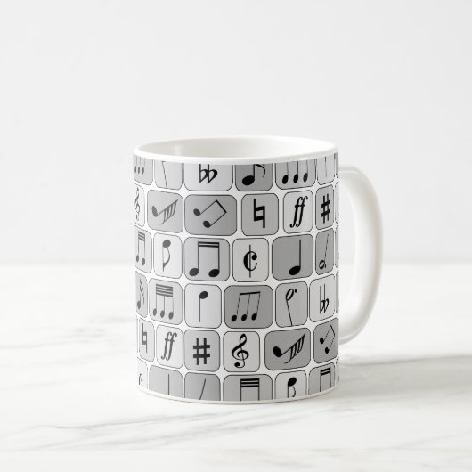Mug Motif de notes de musique géométrique monochrome é (Devant droit)