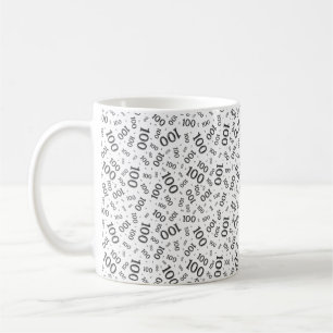 Mug Motif de numéro aléatoire noir/blanc 100 pour anni