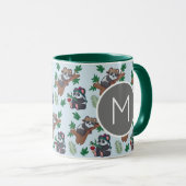 Mug Motif de pandas chinois mignons monogrammé (Devant droit)