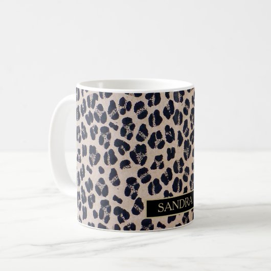 Mug motif de panthère chic avec nom (Devant gauche)