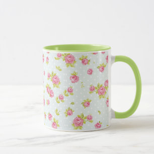 Mug Motif de papier peint d'élégance des roses roses