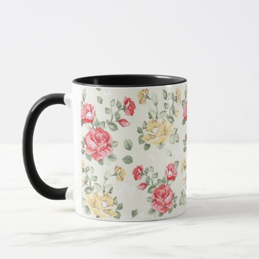 Mug Motif de papier peint d'élégance des roses roses (Gauche)