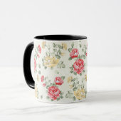 Mug Motif de papier peint d'élégance des roses roses (Devant gauche)