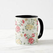 Mug Motif de papier peint d'élégance des roses roses (Devant droit)