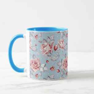 Mug Motif de papier peint d'élégance des roses roses 2