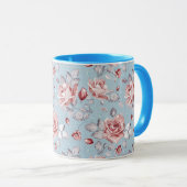 Mug Motif de papier peint d'élégance des roses roses 2 (Devant droit)