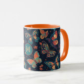 Mug Motif de papillon monogramme personnalisé (Devant droit)
