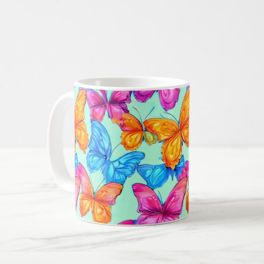 Mug Motif de papillons colorés (Devant gauche)