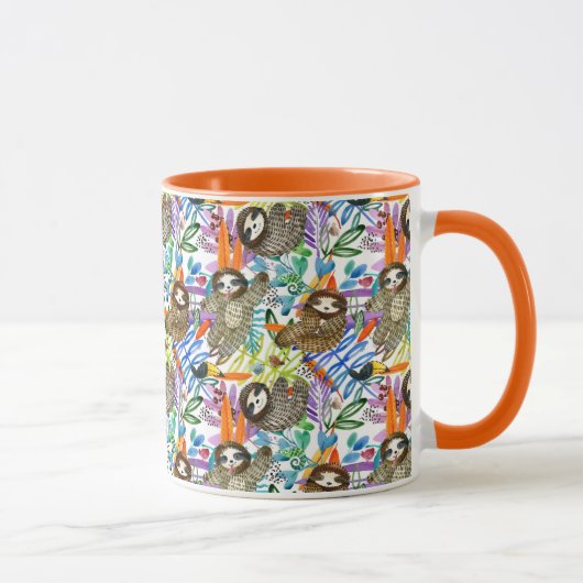 Mug Motif de paresse d'aquarelle de bande dessinée (Droite)