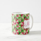 Mug Motif de patchwork rouge-vert de Noël. (Devant droit)