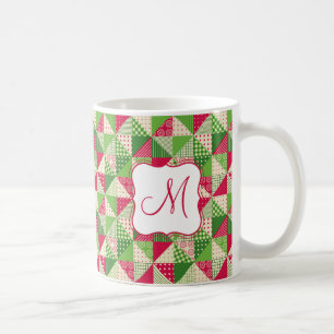Mug Motif de patchwork rouge-vert de Noël.