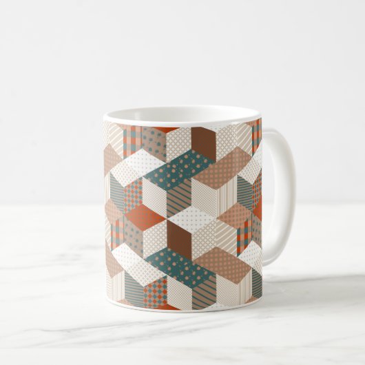 Mug Motif de patchwork sans couture avec étoiles. vint (Devant droit)