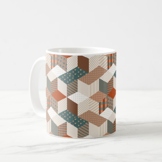 Mug Motif de patchwork sans couture avec étoiles. vint (Devant gauche)