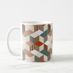 Mug Motif de patchwork sans couture avec étoiles. vint