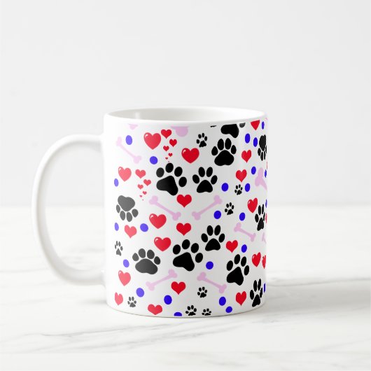 Mug Motif De Pâtes, Pâtes De Chien, Pâtes Noires, Coeu (Gauche)