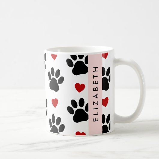 Mug Motif De Pâtes, Pâtes Noires, Coeurs Rouges, Votre (Droite)