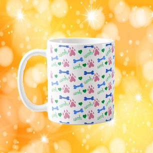 Mug Motif de patte de chien mignon Cœurs, os Woof Rose