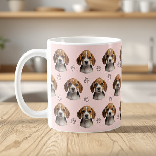 Mug Motif de patte de photo de chien rose personnalisé