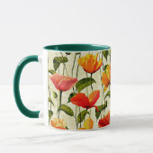 Mug Motif de pavots, rouge et jaune,  (Gauche)