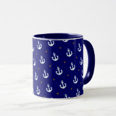 Mug motif de petites ancres blanches (Devant droit)