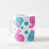 Mug Motif de pieuvre, Pieuvre mignonne, Mer, Votre Nom (Devant gauche)