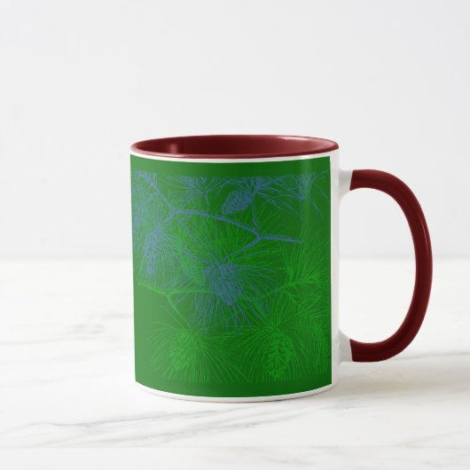 Mug Motif de pin bleu vert de vacances (Droite)