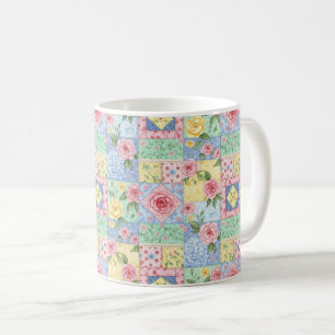 Mug Motif de pique-nique en patchwork floral pastel (1