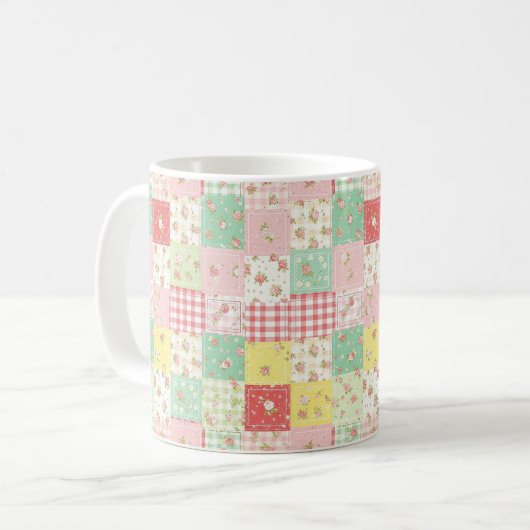 Mug Motif de pique-nique en patchwork floral pastel (5 (Devant gauche)