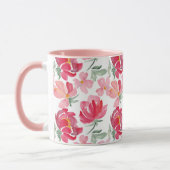 Mug Motif de pivoine d'aquarelle (Gauche)