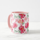 Mug Motif de pivoine d'aquarelle (Devant gauche)