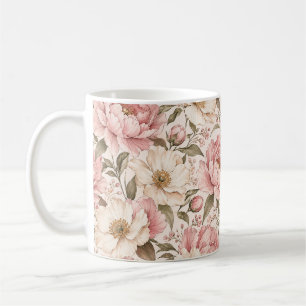 Mug Motif de pivoines fleuries vintage
