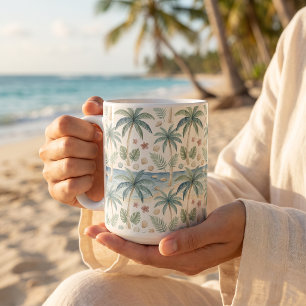 Mug Motif de plage tropicale, palmiers et océan calme