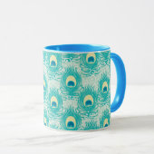 Mug Motif de plumes de paon (Devant droit)