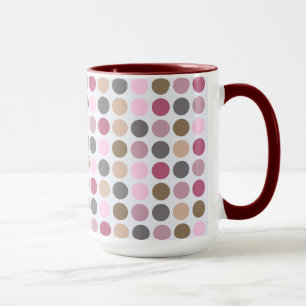 Mug Motif de point crème rose de polka de brun de ros