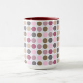 Mug Motif de point crème rose de polka de brun de rose (Centre)