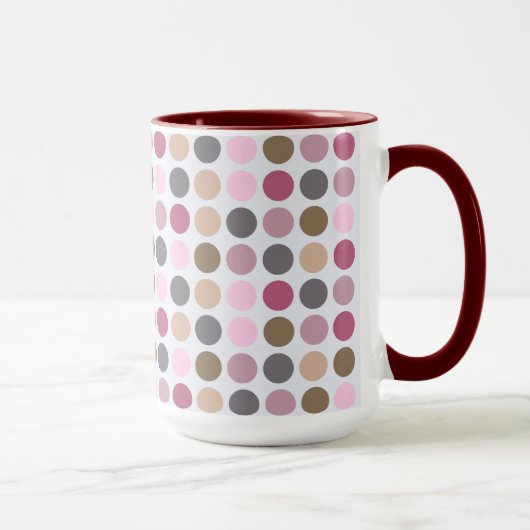 Mug Motif de point crème rose de polka de brun de rose (Droite)