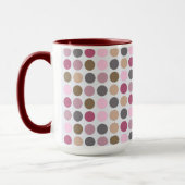Mug Motif de point crème rose de polka de brun de rose (Gauche)
