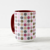 Mug Motif de point crème rose de polka de brun de rose (Devant gauche)