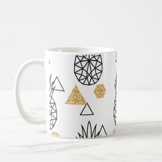 Mug Motif de points d'or géométriques à ananas. (Gauche)