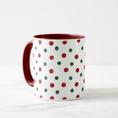 Mug Motif de points rétro de Noël vert rouge (Devant gauche)
