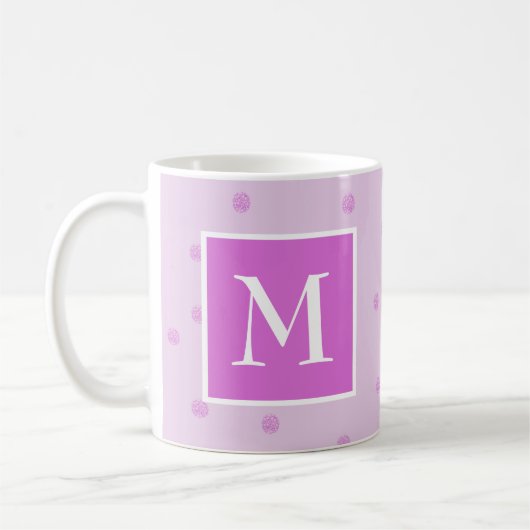 Mug Motif de points roses monogramme féminin (Gauche)